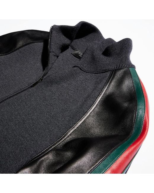 Gucci Black Fine Rib Wool Zip Jacket With Web for men