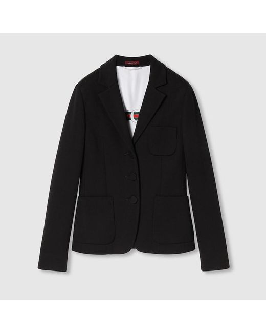 Gucci コットンジャージー ジャケット, ブラック, ウェア Black