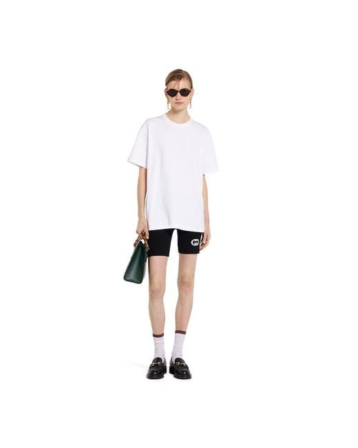 Gucci White Cotton Jersey T-Shirt With Embroidery