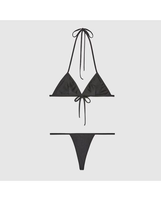 Gucci White Bikini Aus Jersey Mit Gg, Größe