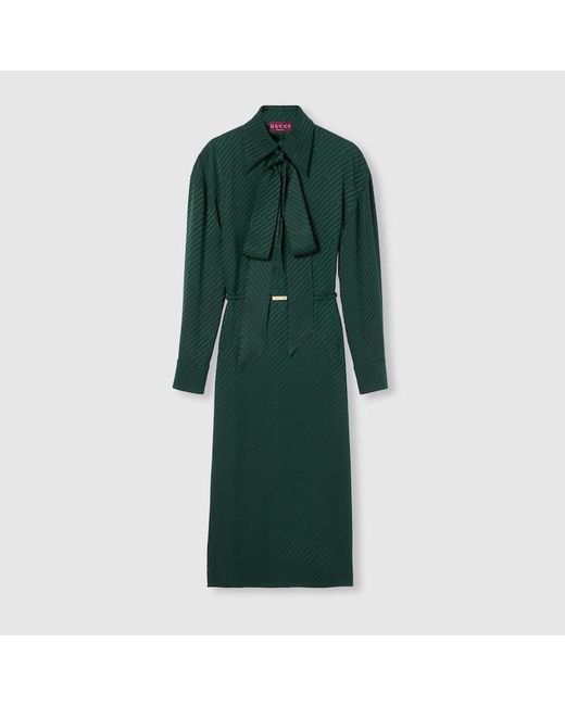 Gucci Green Interlocking G Silk Jacquard Dress