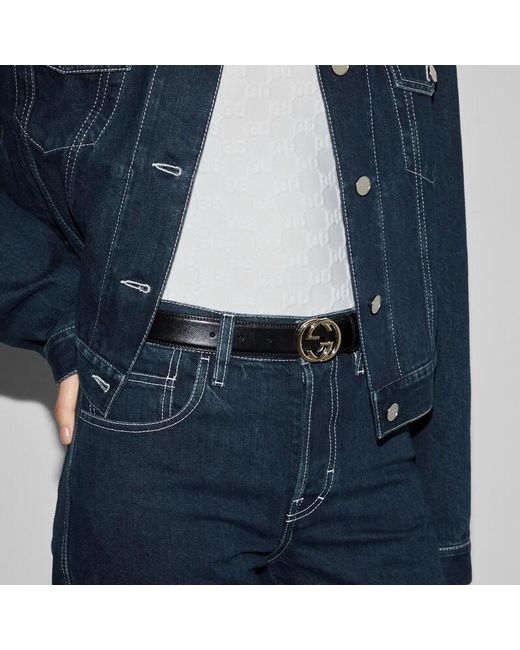 Gucci Black Belt With Interlocking G Buckle, Size 105