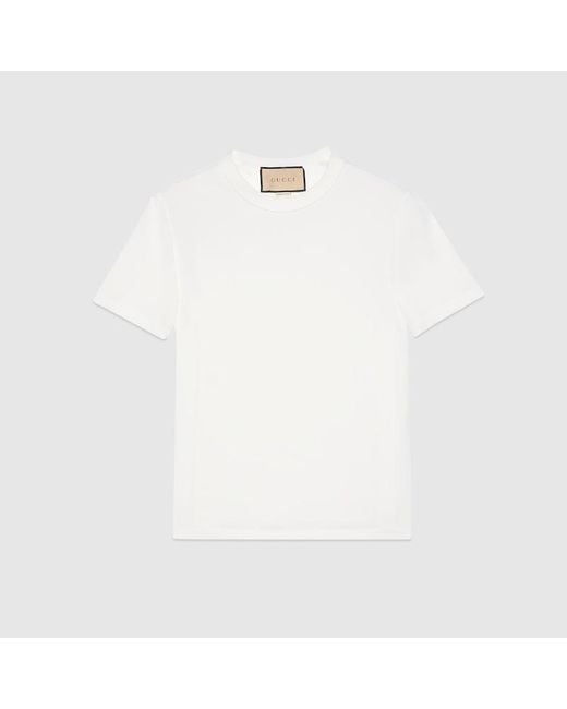 T-shirt In Jersey Di Cotone Stretch di Gucci in White