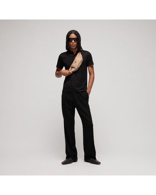 Gucci Black Silk Jersey Polo Shirt With Web for men