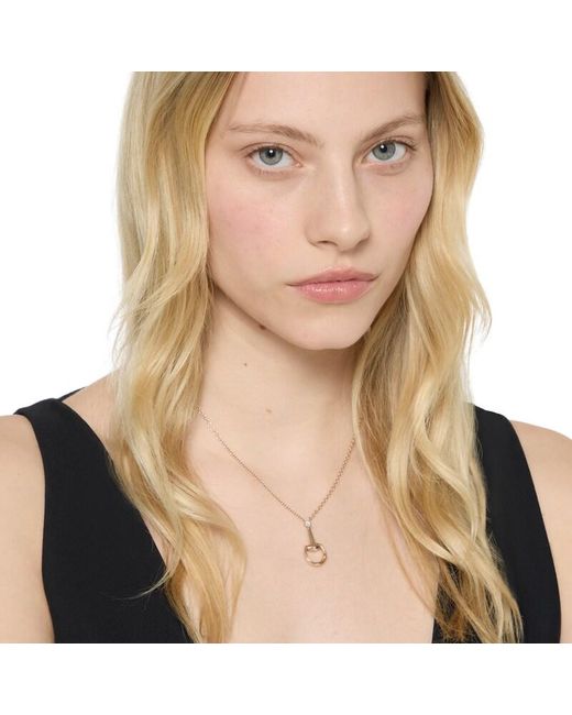 Gucci Metallic Horsebit Diamond 18K Pendant Necklace