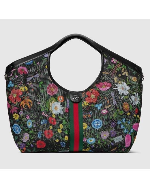 Gucci Green Giglio Flora Large Tote Bag, Fabric