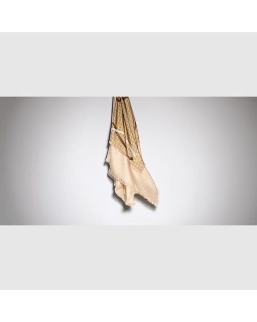 Gucci Natural Gg Wool Silk Jacquard Cape