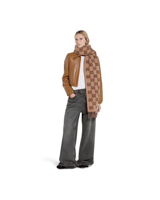 Gucci Brown Gg Alpaca Wool Scarf for men