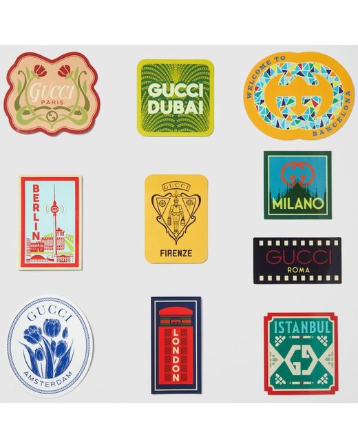 Gucci White Cities Luggage Stickers