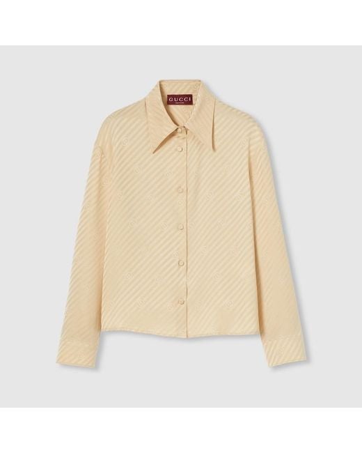 Chemise En Jacquard De Soie À Motif Gg Enlacés, Taille Gucci en coloris Natural