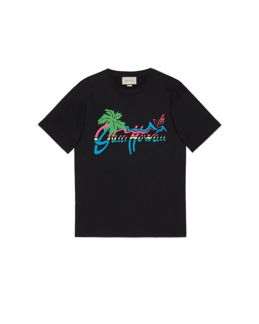 Gucci Black " Hawaii" Print Oversize T-shirt for men