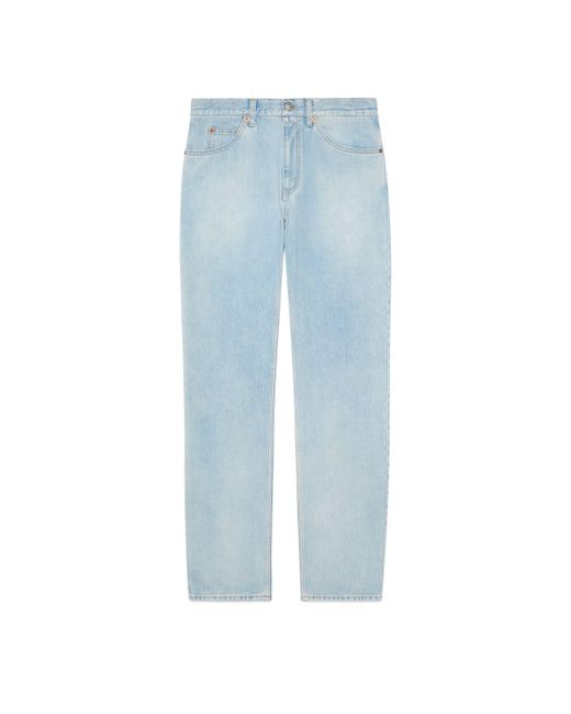 Gucci Blue Regular Fit Stone-bleached Jeans for men