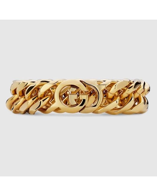 Gucci Metallic Interlocking Kettenarmband, Größe