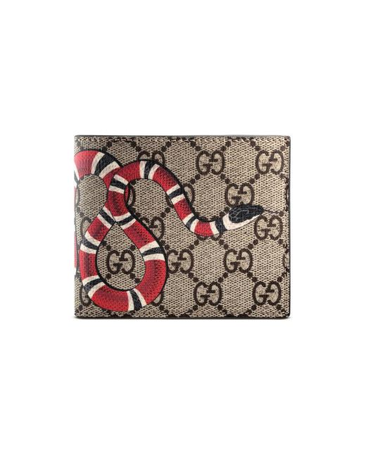 Gucci Natural Bestiary Snake-print Canvas And Leather Wallet for men