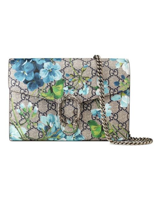 Gucci Blue Dionysus Blooms Print Mini Chain Bag