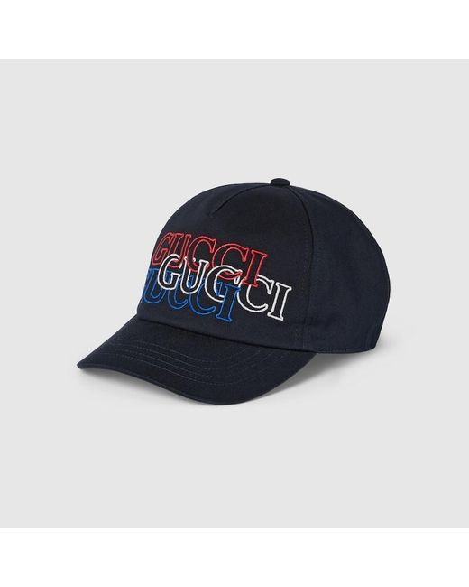Gucci Blue Baseball Hat With Embroidery for men