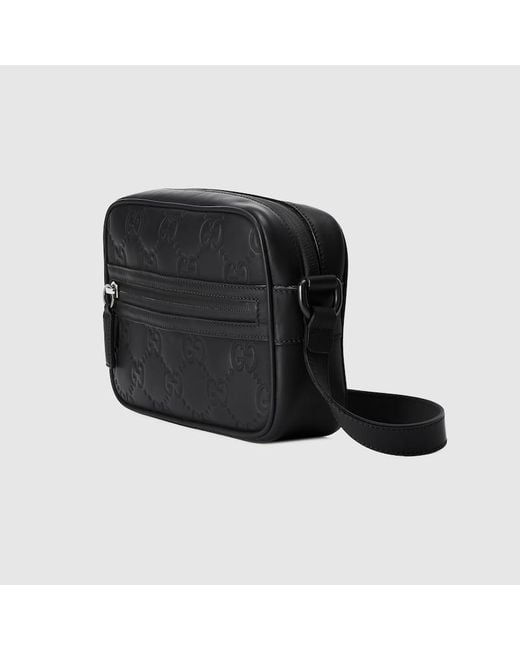 Gucci Black GG Rubber-effect Mini Shoulder Bag for men