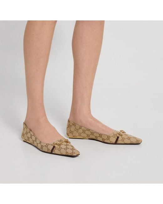 Gucci Natural Vittoria Ballerina, Gg Canvas