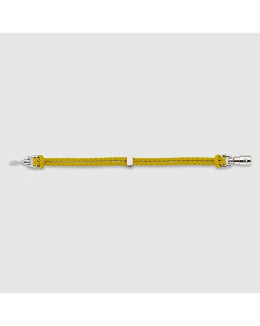 Gucci Metallic Braided Bracelet With Piston Detail, Size Xl, Leather