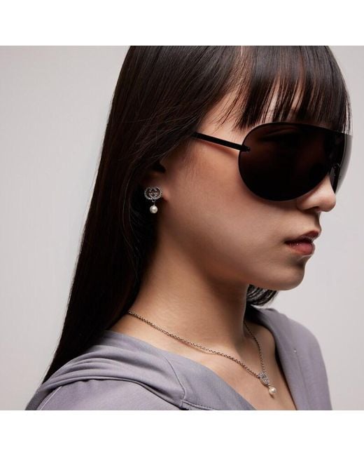 Gucci Metallic Crystal And Pearl Earrings
