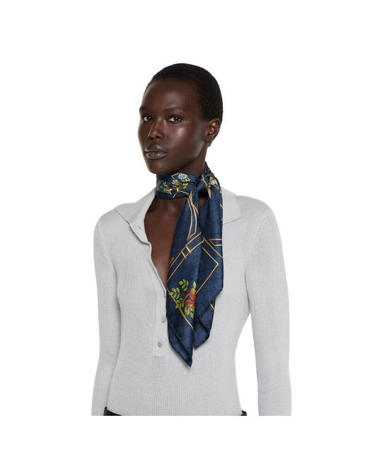 Gucci Blue Printed Silk Twill Carré, Silk