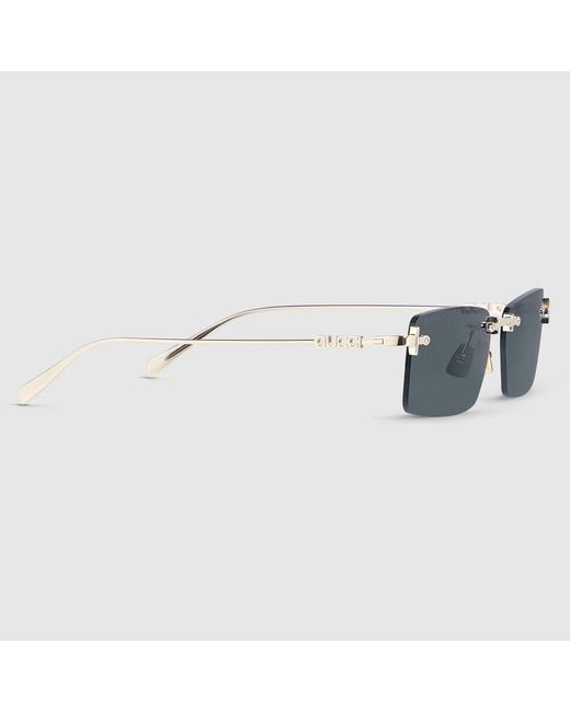 Gucci Gray Rectangular Frame Sunglasses for men
