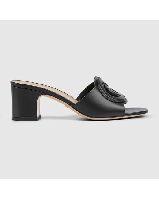 Sandalo Slider Con Incrocio GG di Gucci in Black