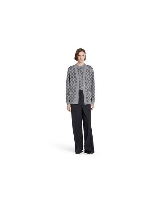 Gucci Ggウール ジャカード リバーシブルトップ, グレー, ウェア Gray