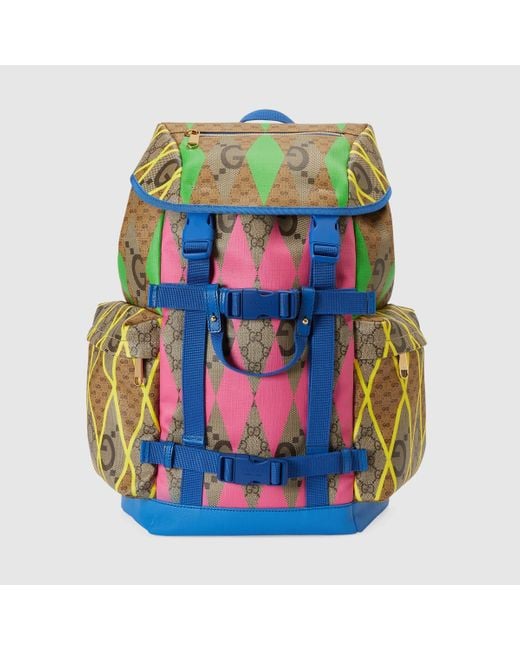 Gucci Green GG Rhombus Print Backpack for men