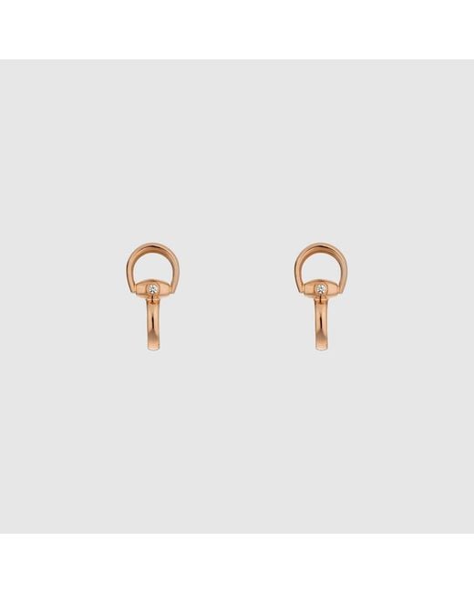 Gucci Metallic Horsebit Diamond 18K Stud Earrings