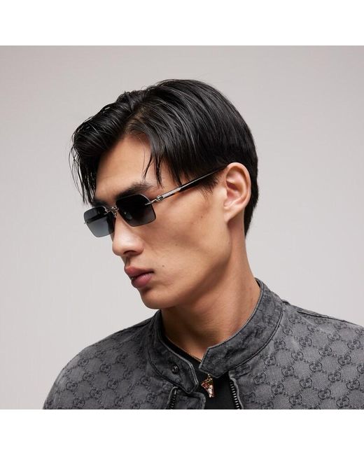 Gucci Blue Rectangular-Frame Sunglasses for men