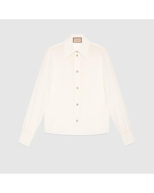 Camisa de Crepé de China y Seda Gucci de color White