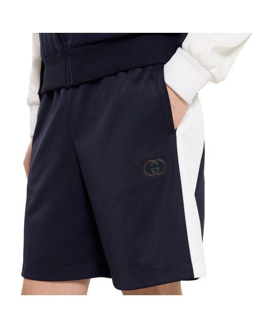 Gucci Blue Technical Jersey Shorts With Embroidery, Ready-To-Wear for men