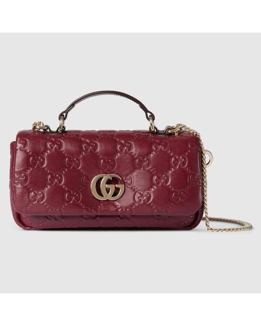 Gucci Red Gg Milano Small Top Handle Bag