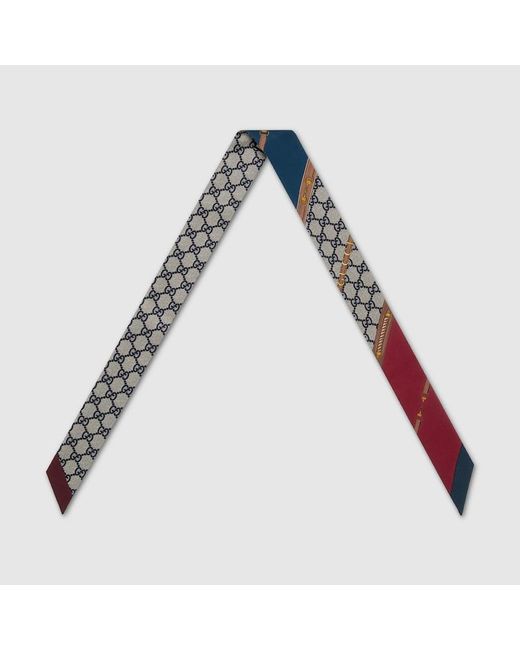 Gucci Red Heritage Print Silk Ribbon