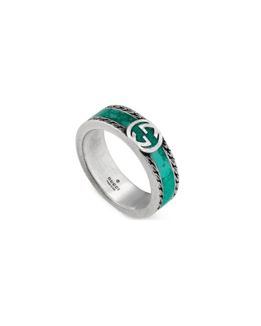 terrorisme hoste Regeneration Gucci Ring With Interlocking G in Green for Men - Lyst