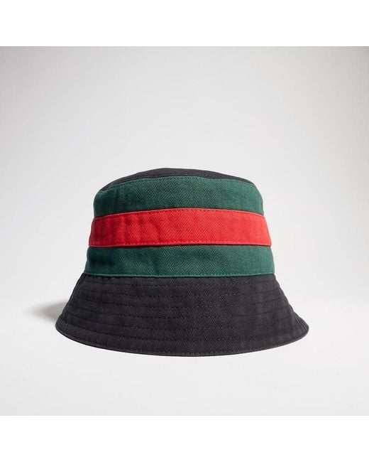 Gucci Black Washed Cotton Bucket Hat With Web, Size L, Cotton for men