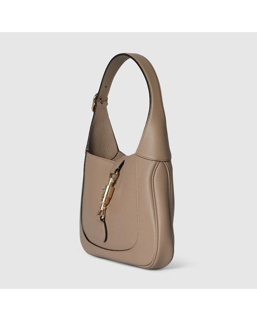 Gucci 〔グッチ ジャッキー 1961〕ミディアムバッグ, グレー, レザー Brown