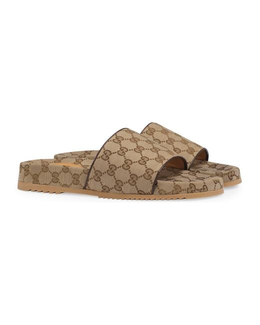 Gucci GG Canvas Slides in Beige (Natural) for Men - Lyst