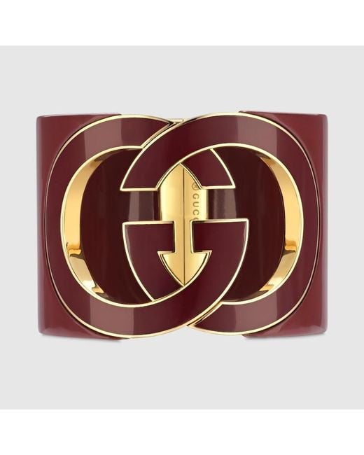 Bracciale Rigido Interlocking, Taglia di Gucci in Brown