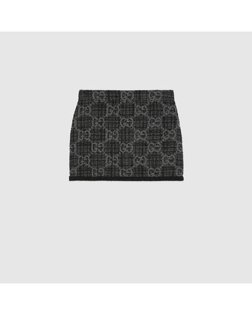 Gucci Black GG Tweed Skirt