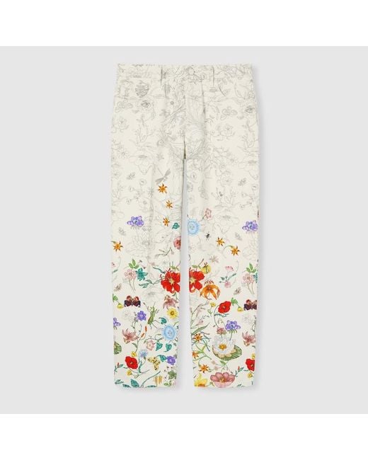 Gucci プリント デニム パンツ, ホワイト, ウェア White