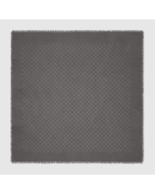 Gucci Gray Gg Wool And Silk Jacquard Shawl for men