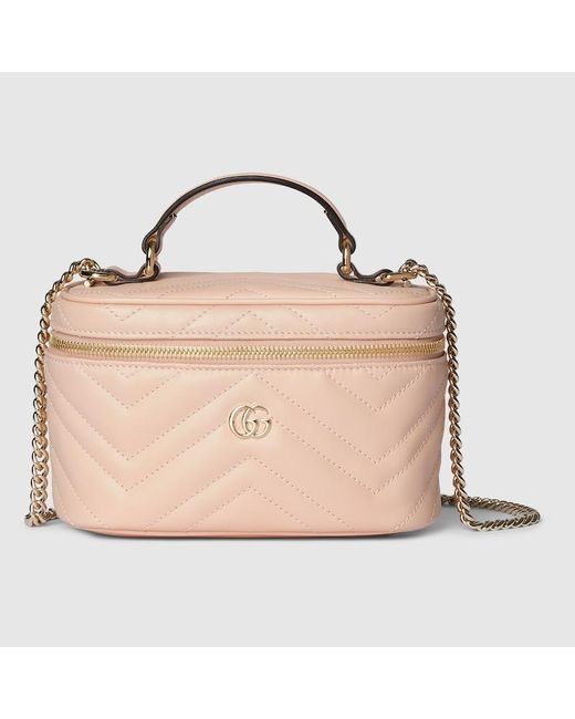 Gucci Pink Gg Marmont Mini Vanity Bag, Leather