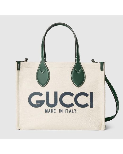 Gucci White Small Tote Bag With Print