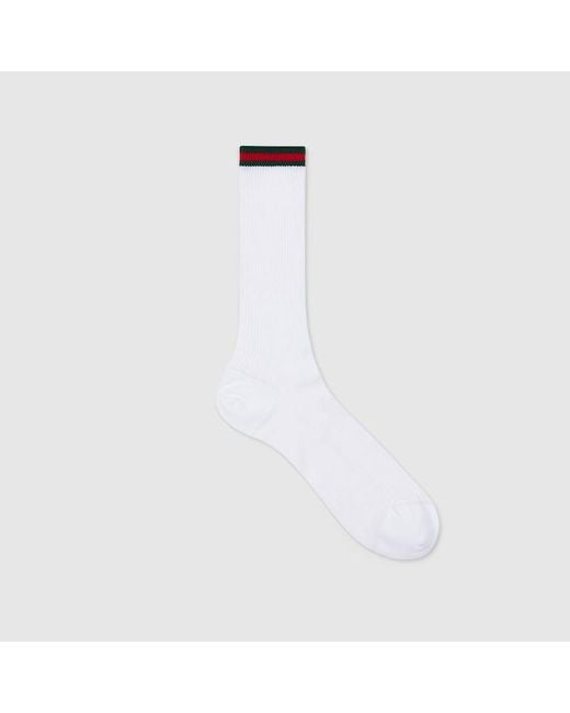 Gucci White Cotton Blend Socks With Web
