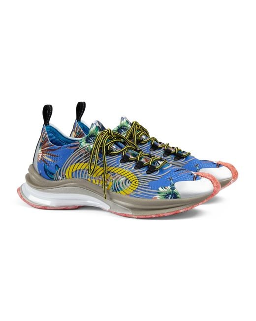 Gucci Run Floral Sneaker in Blue for Men | Lyst