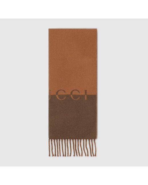 Gucci Brown Wool Cashmere Scarf