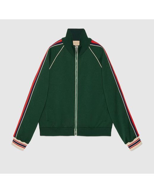 Gucci Green GG Jacquard Jersey Zip Jacket for men
