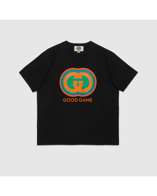 Gucci Good Game Cotton T-shirt in Black